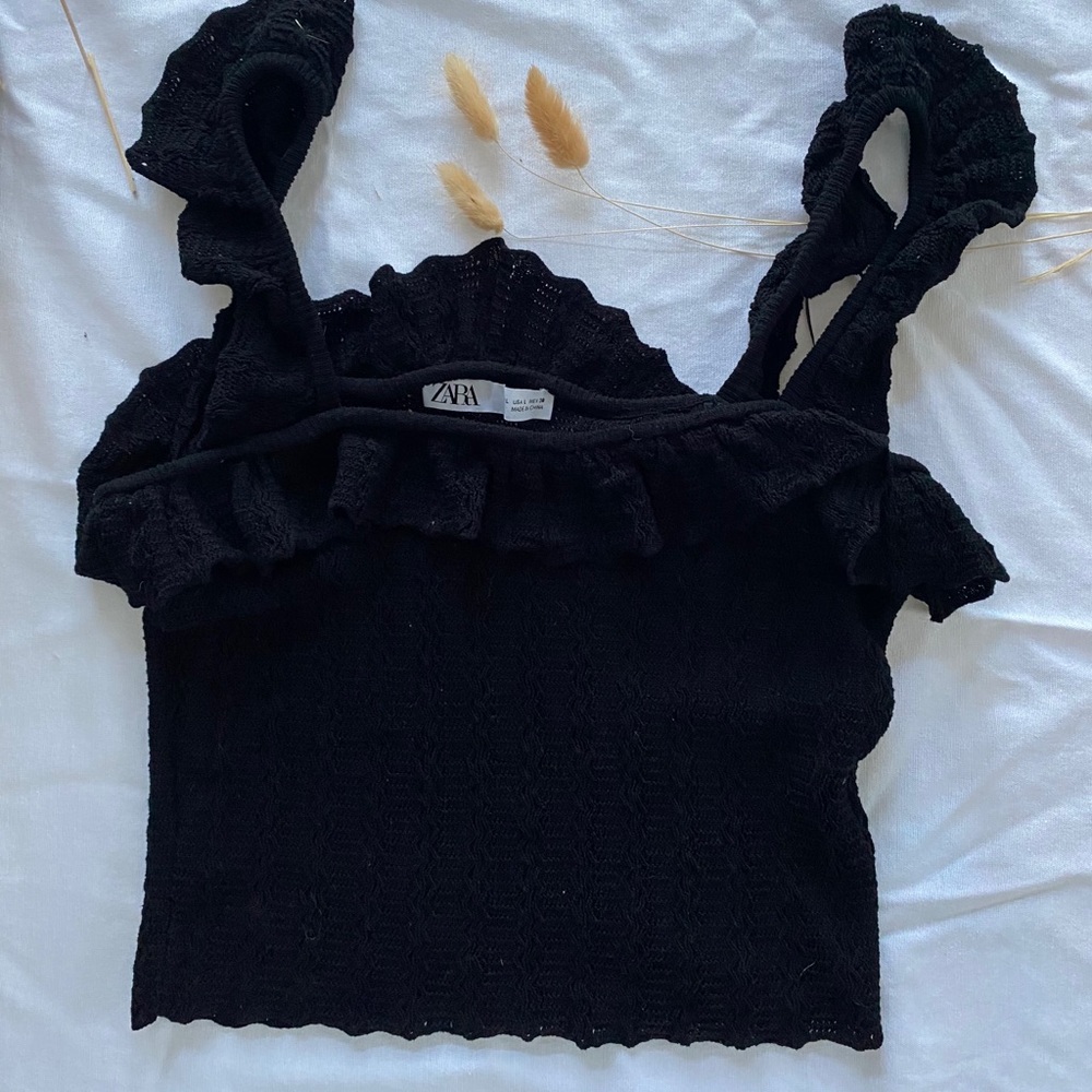Zara black ruffle tank
